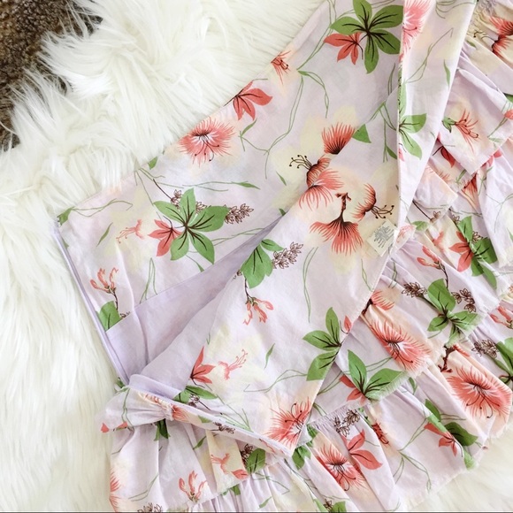 American Eagle Outfitters Purple Tropical 🌺 Floral Tiered Mini Skirt Y2K - Picture 3 of 6